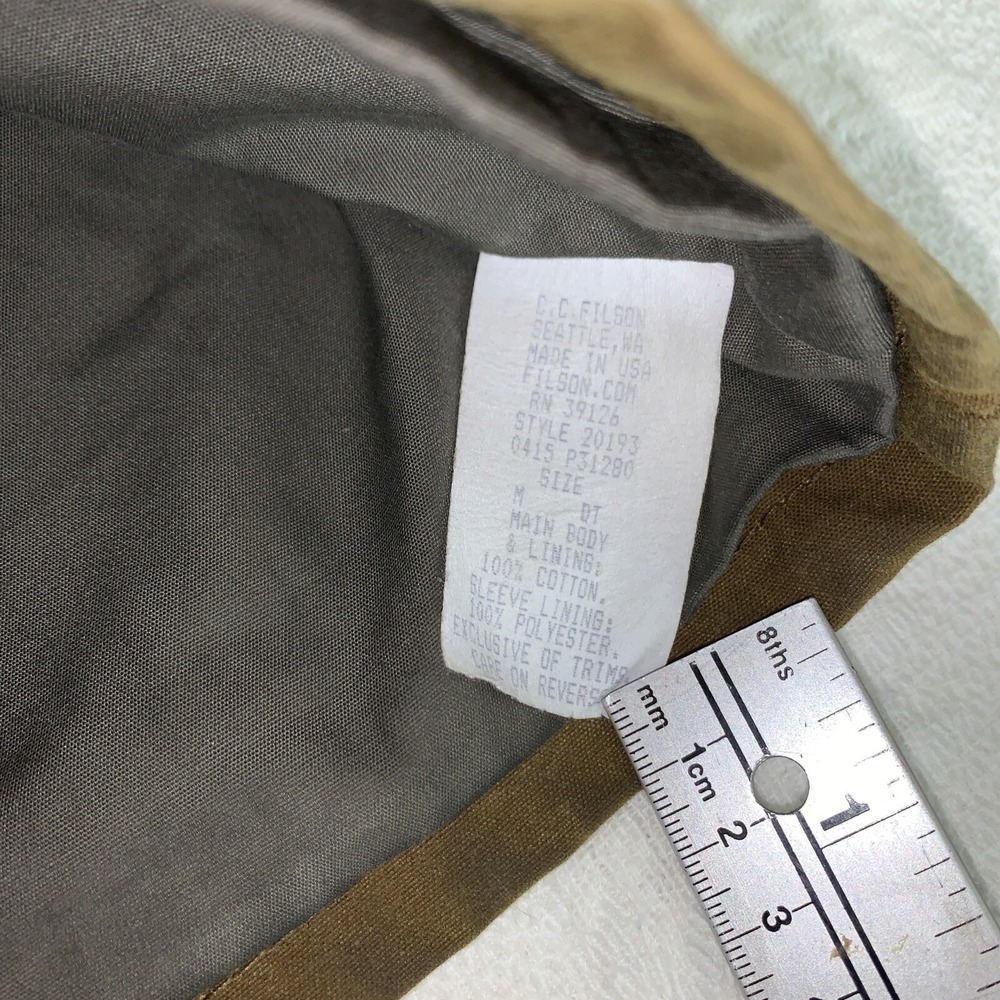 vtg Filson Tin Cloth Upland Game Field Jacket USA Made Size Medium Rear Pocket - Picture 9 of 13